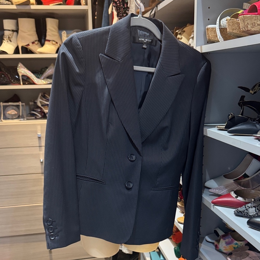 Nine West Blue Pinstripe Women's Blazer